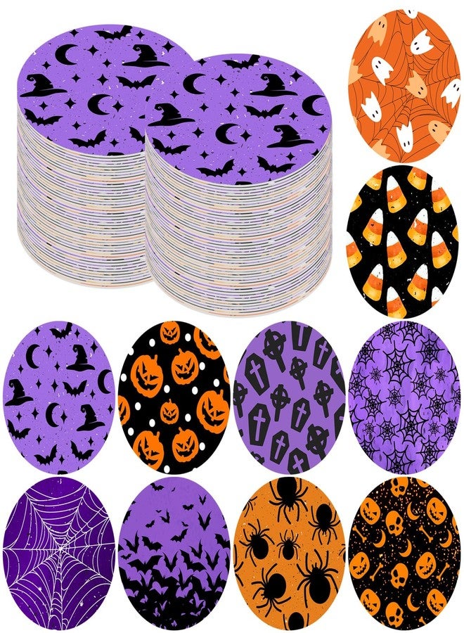 Denylo pro 90Pcs Halloween Disposable Paper Coasters 4 Inch Halloween Bat Spider Pumpkin Ghost Drink Paper Coaster for Halloween Home Kitchen Office Housewarming Party Table Decoration Supplies - Image 1